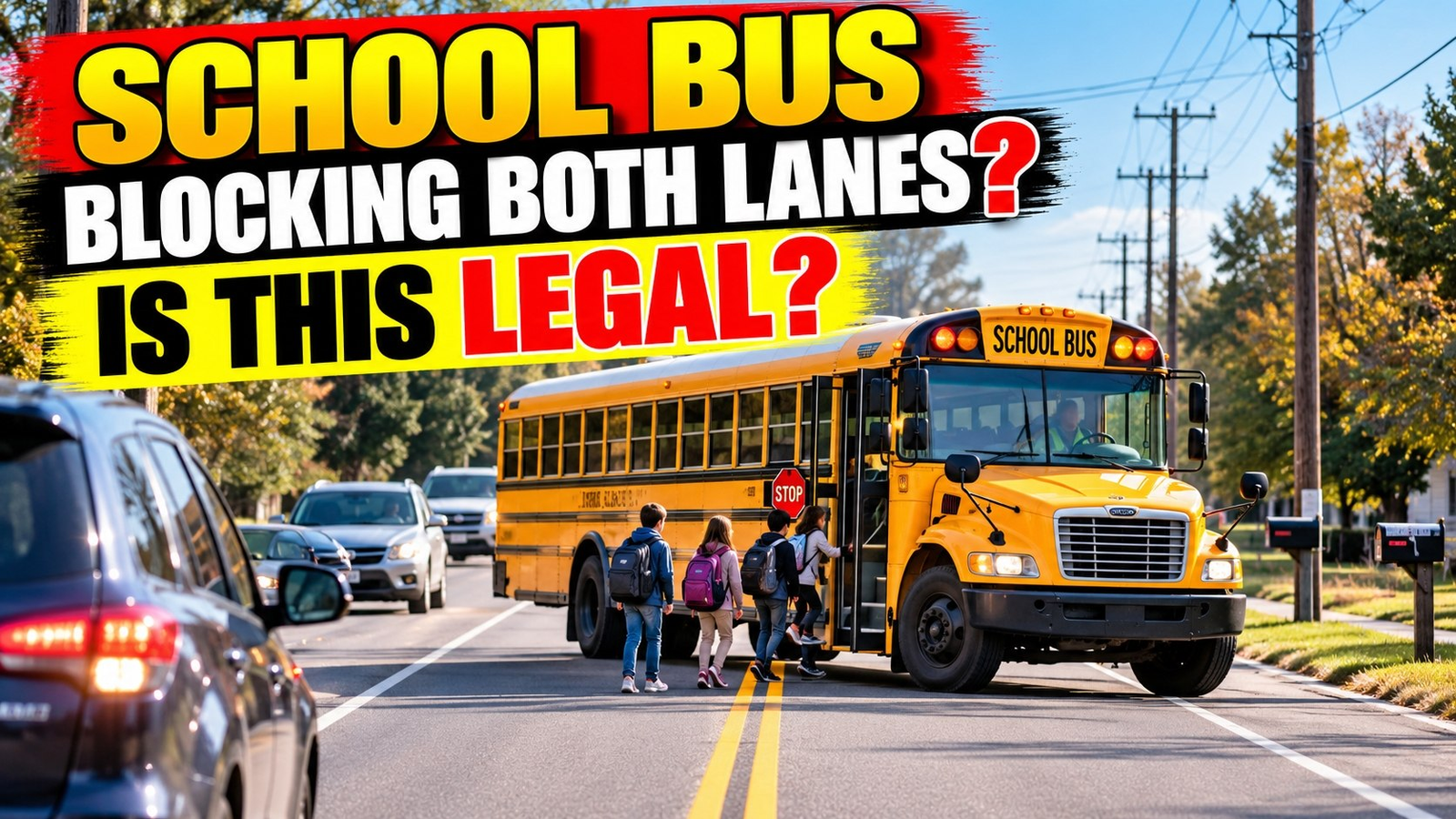 School Bus Blocks Both Lanes of Traffic — Is This Actually Legal?